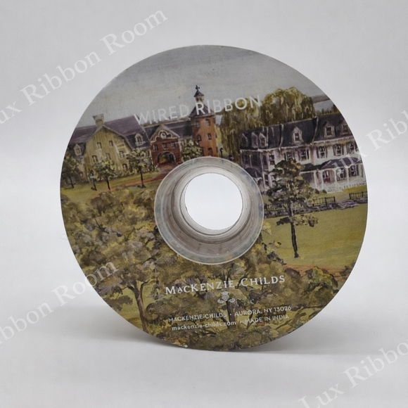 MacKenzie-Childs Rosy Check Pink Ribbon 2" Wired Luxury Gift Wrap Two (2) Yards - Picture 2 of 4